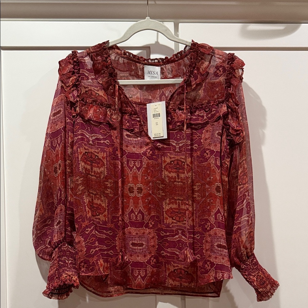 Misa Los Angeles Burgundy and Magenta Blouse